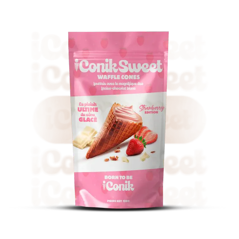 iConiksweet - Waffle Cones - Fraise & Chocolat blanc