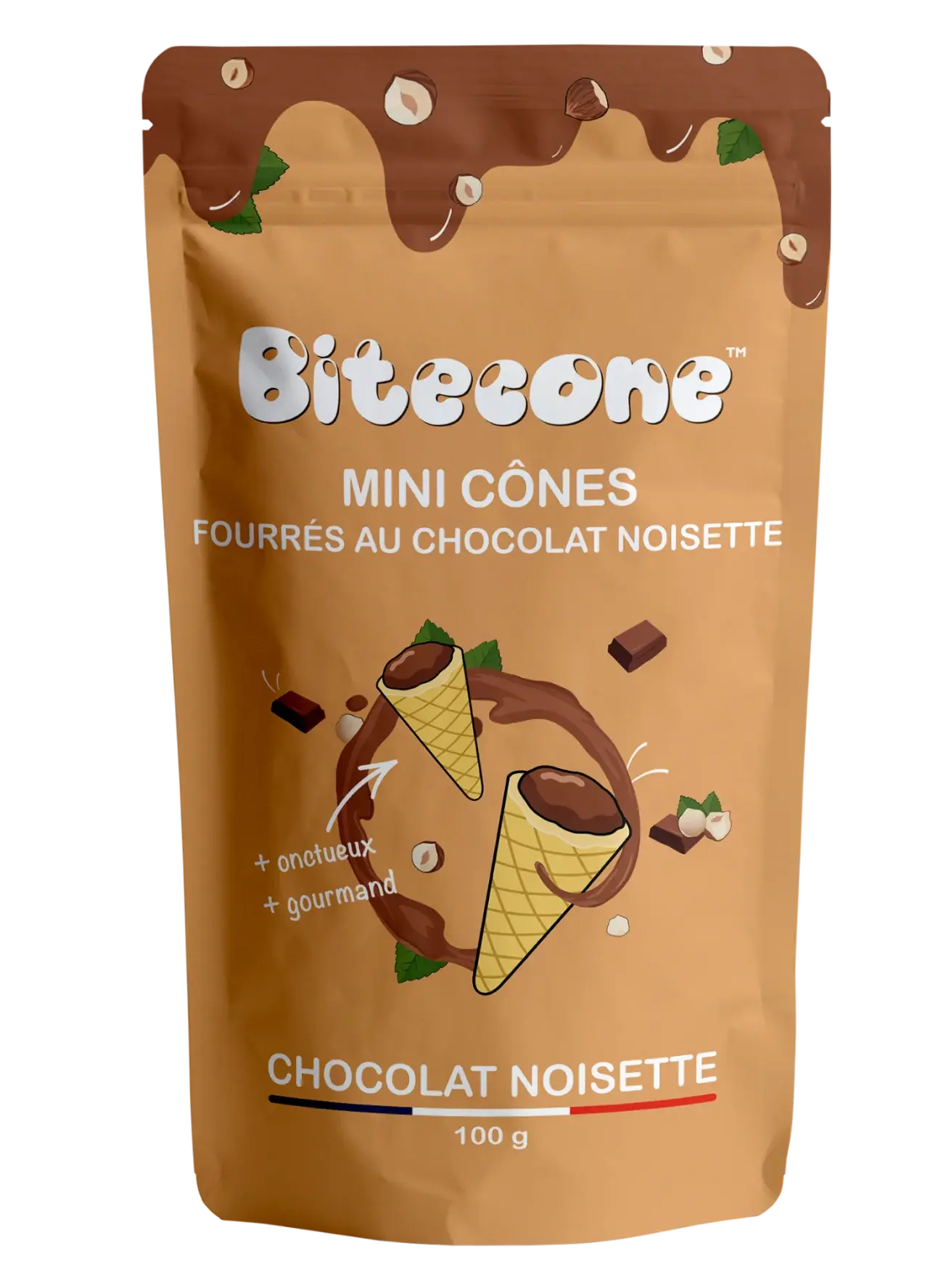 Bitecone mini cône fourrés au chocolat noisette Candy’Z