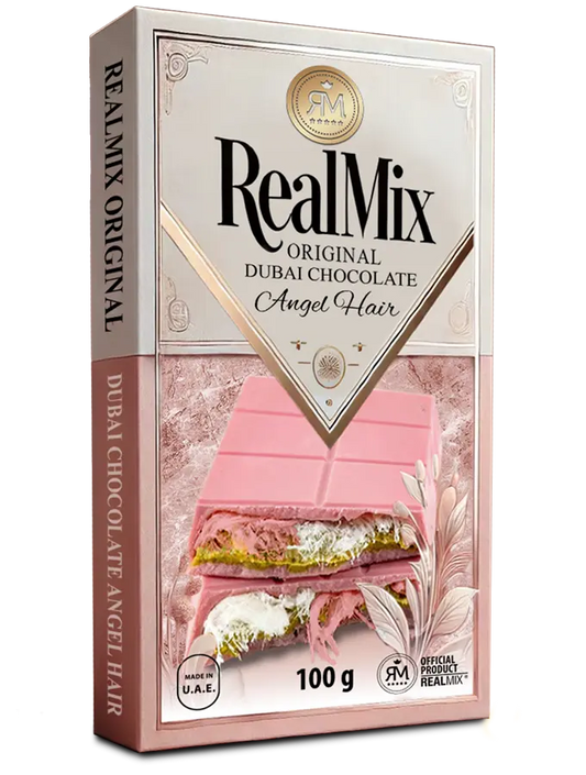 Chocolat RealMix Dubai avec crème de pistache et sucre filé
